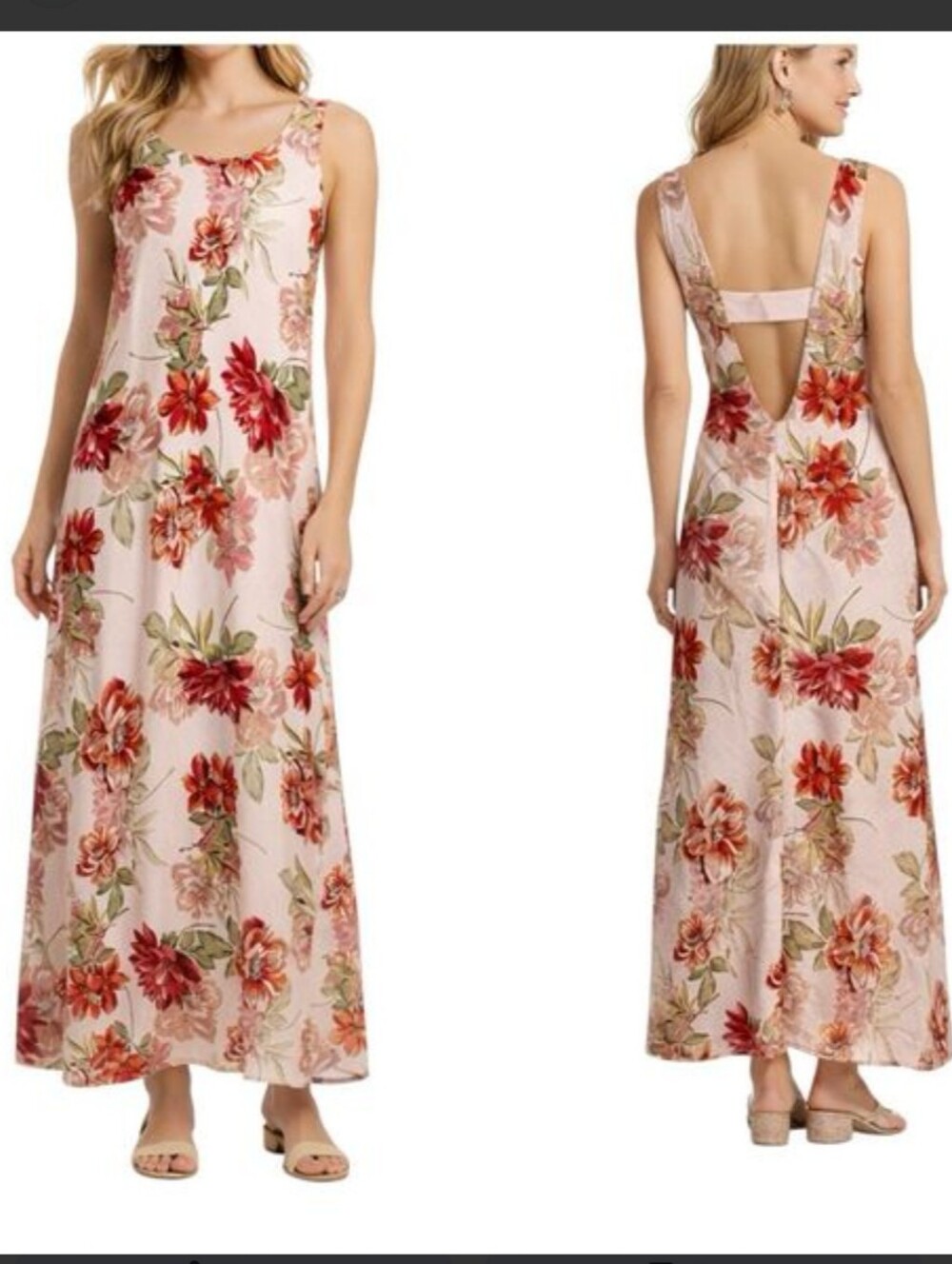 Floral Pink Open-Back Maxi Dress